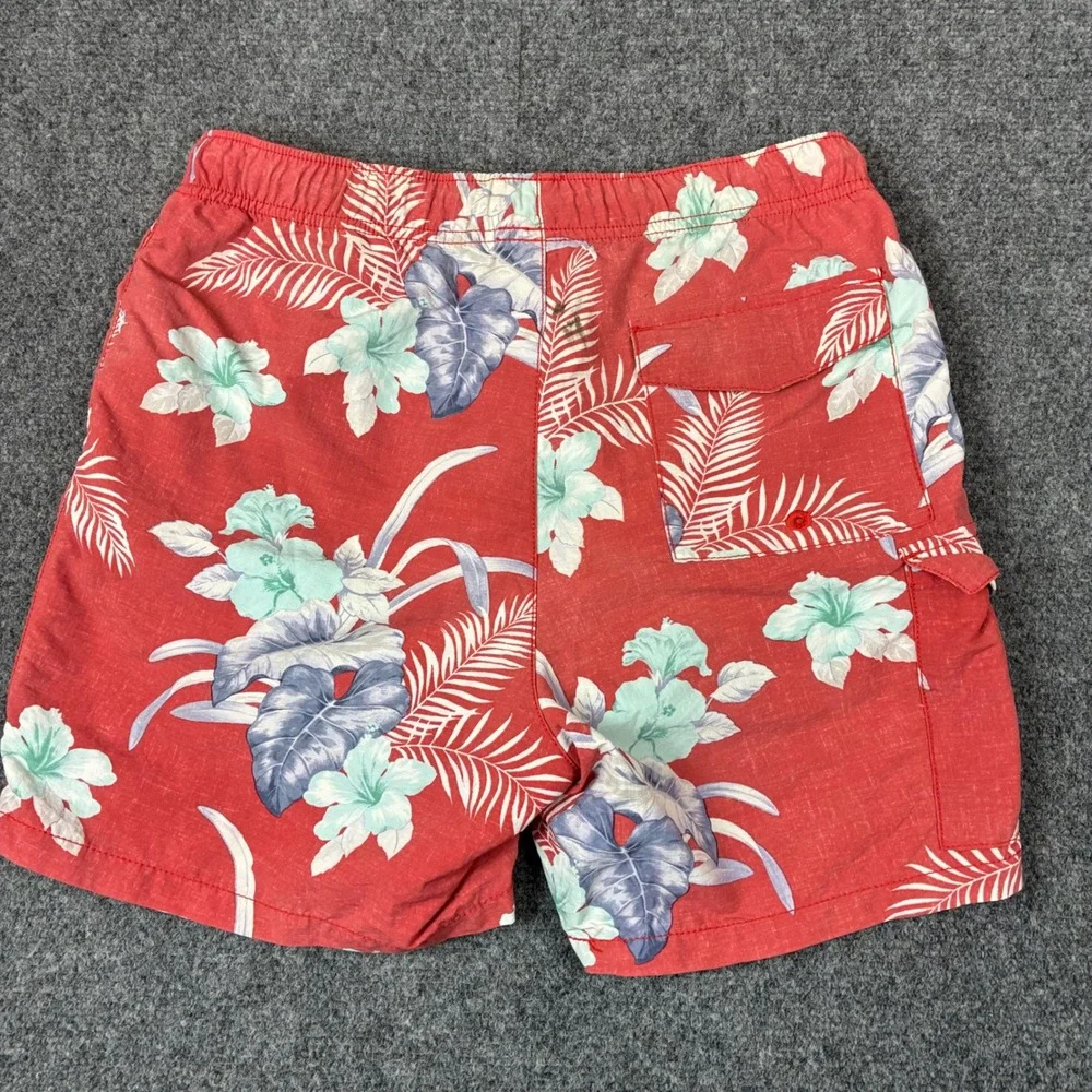 Tommy Bahama Relax Mens Red Tropical Floral Swim Trunks Shorts Small 1850